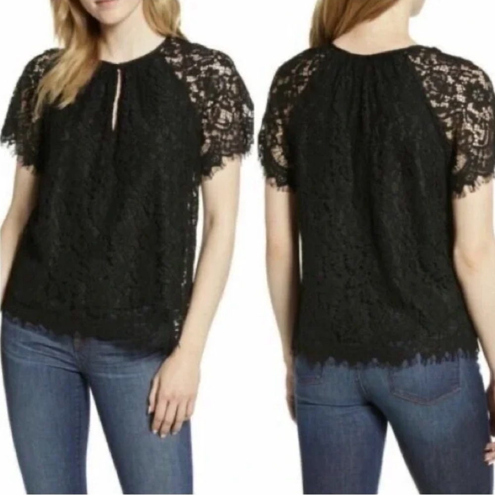 Jcrew lace keyhole top
